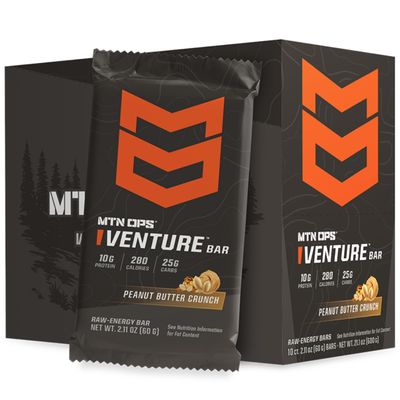 MTN OPS Venture Bar | Peanut Butter Crunch Energy Bar | 10g Protein  Gluten-Free Nutrient Dense Peanut-Based Raw Energy Bar | 10 Bars per Box