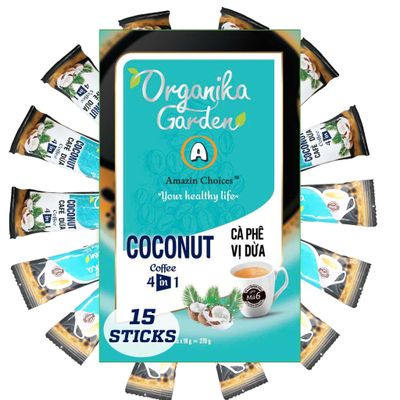 Amazin Choices Instant Coconut Coffee. Coconut Coffee 4-in-1 Single Serve Instant Coffee. No Soybeans added. Snack Viet - Coconut Coffee - Pack of One - 270g (15 Sachets x 18g)