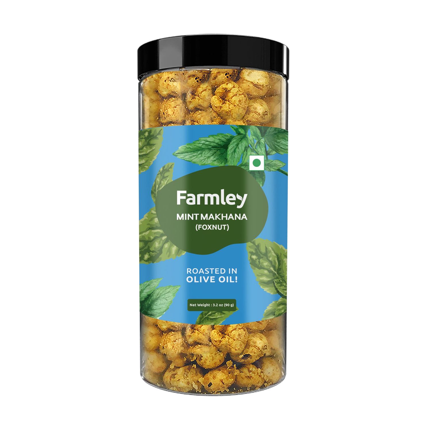 Farmley Makhana Healthy Protein Snacks | Gluten Free Plant Based Roasted &amp; Flavoured Crisps (Pack of 1) | Fox Nuts | High ProteinFiber | Healthy Snacks | Popped Lotus Seed - Mint | 3.20 Oz