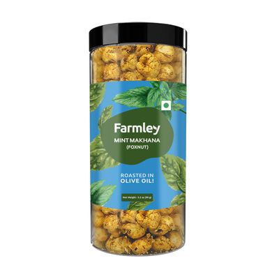 Farmley Makhana Healthy Protein Snacks | Gluten Free Plant Based Roasted &amp; Flavoured Crisps (Pack of 1) | Fox Nuts | High ProteinFiber | Healthy Snacks | Popped Lotus Seed - Mint | 3.20 Oz