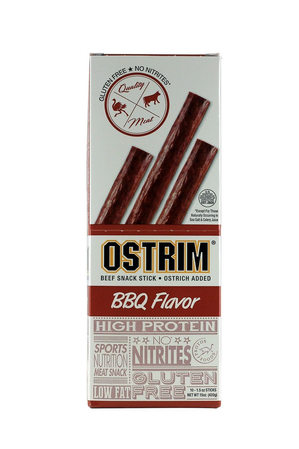 Ostrim Beef &amp; Ostrich Snack Stick, Barbecue - 1.5 Ounce (Pack of 20)