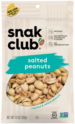 Snak Club Salted Peanuts, 7.5 Ounce (Pack of 6)