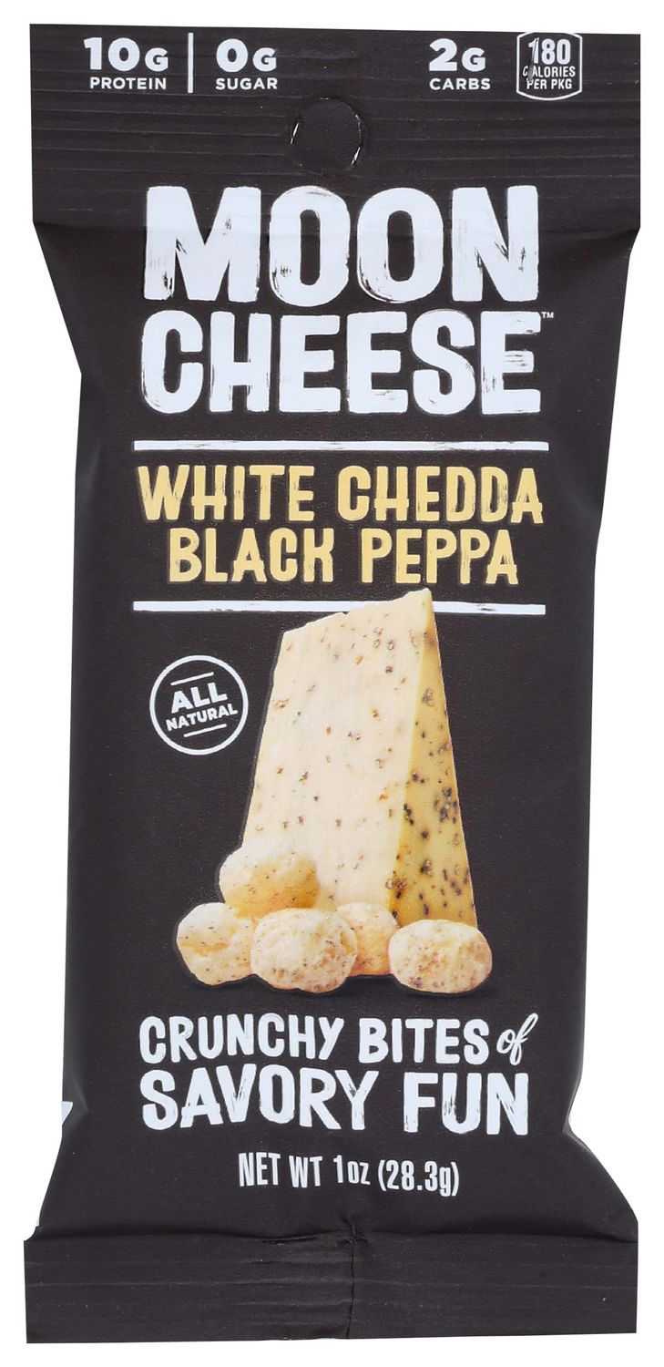 Moon Cheese, White Chedda Black Pepper, Low Carb, Keto-Friendly, High Protein Snack, 1 Oz (Pack of 48)