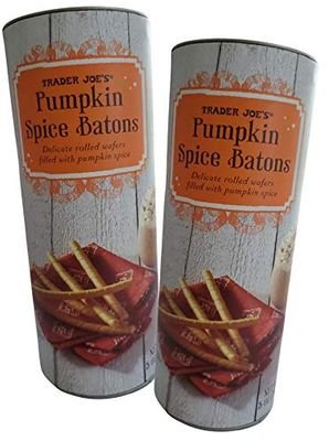 Trader Joe&#39;s Baton Pumpkin Spice Rolled Wafer Cookies, Pirouette Rolled Wafers, Limited Edition, Barquillos Wafer, Cigarette Dentelle, Pirouettes Cookies, (2 PACK)