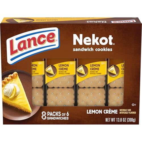 Lance Sandwich Cookies, Nekot Lemon Creme, 8 Individually Wrapped Packs, 6 Sandwiches Each
