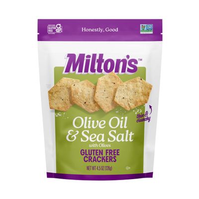 Milton&#39;s Craft Bakers Gluten Free Olive Oil &amp; Sea Salt Crackers - Baked Whole Grain Crackers, Non-GMO Project Verified, Kosher, Certified Gluten Free Snack, 5 Grains In Every Bite - 4.5 Oz, Pack of 3