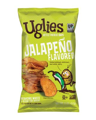UGLIES Jalapeno Kettle-Cooked Potato Chips, Gluten-Free Snacks, Kosher-Friendly Chips, Non-GMO Snacks for Kids or Office, Lunch Snacks, Individual Snack Packs, 2 Oz. Bags, Pack of 12