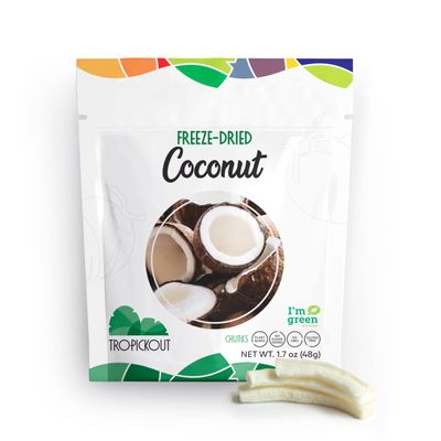 Tropickout Freeze Dried Coconut Fruit Snack - 100% Brazilian Fruit, No Added Sugar, No Additives, Gluten-Free, Vegan, Lactose-Free, Non-GMO (1.7oz  48g)