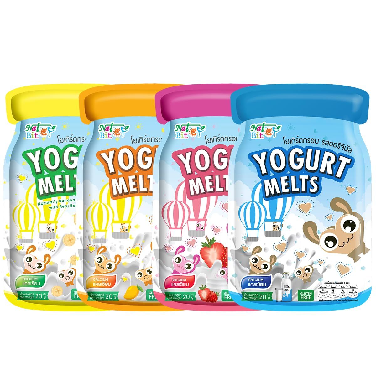 Nat Bit Freeze Dried Yogurt Snack, Crispy Yogurt Snack, Snacks Yogurt Melts, Healthy Snack No preservatives - Assorted Flavors (0.7 Oz Packet, 3 Each - 12 Count)