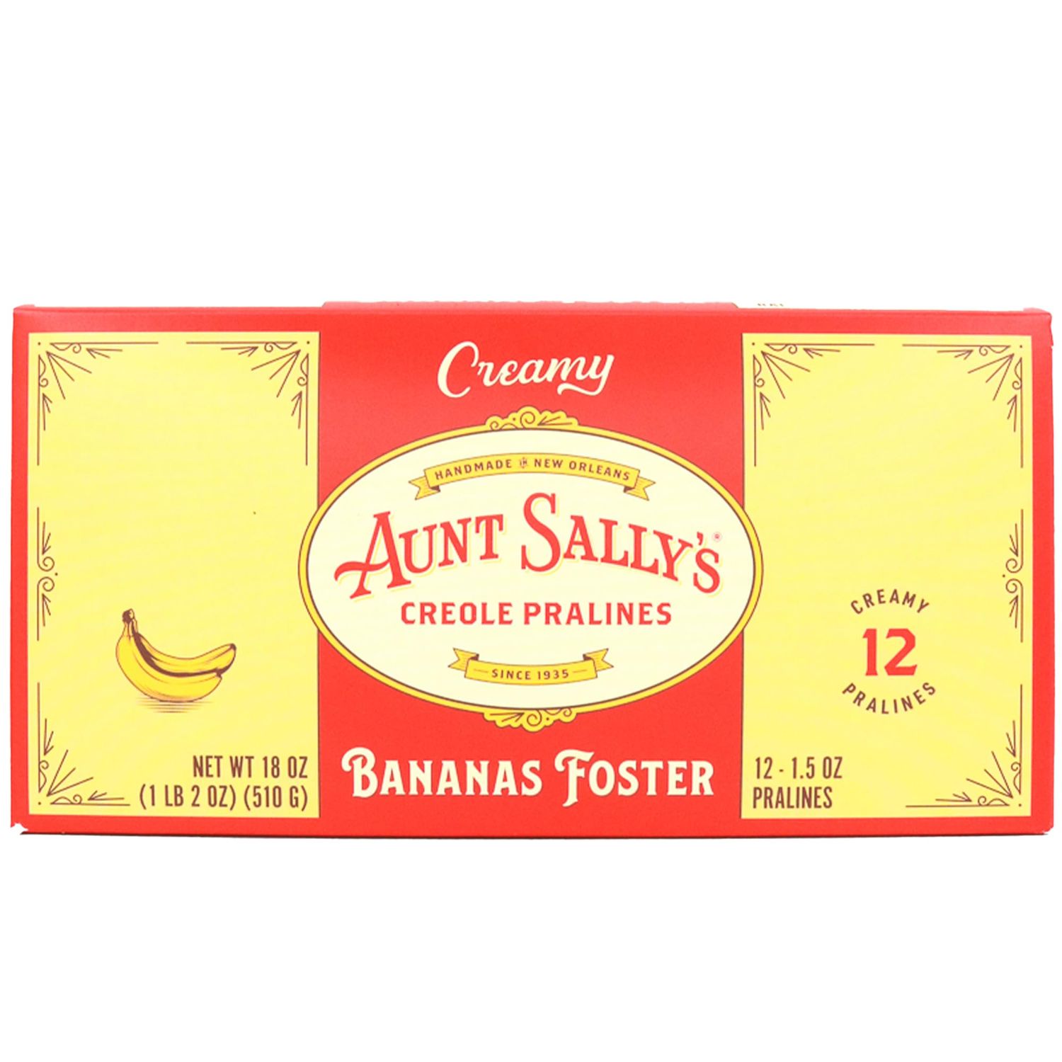 Aunt Sally&#39;s Creamy Bananas Foster Pralines, Gourmet Candy Pecan Clusters (Box of 12)