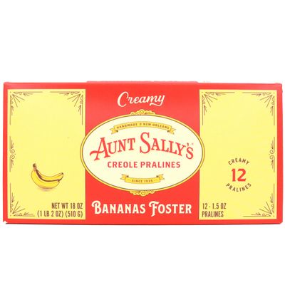 Aunt Sally&#39;s Creamy Bananas Foster Pralines, Gourmet Candy Pecan Clusters (Box of 12)
