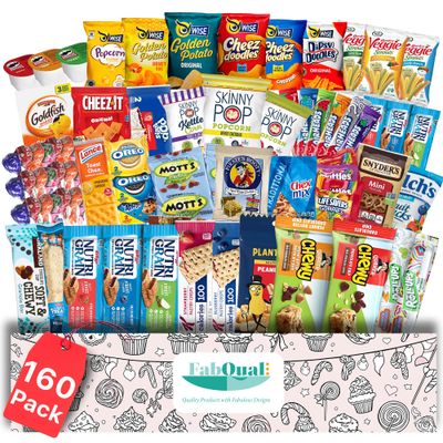 160 Ct Snack Packs Variety Box Bulk Snacks &amp; Granola Bars Bulk for Office &amp; Kids College Care Package for Students &amp; Adults Snack Box Care Package Mixed Snacks Variety Pack Bulk Snack Box