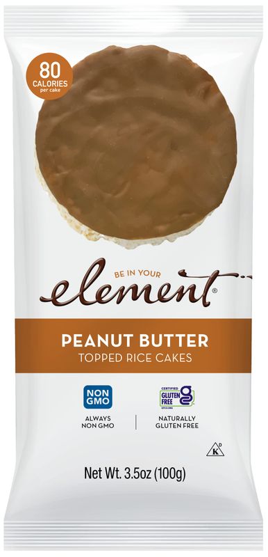 Element Snacks - Peanut Butter Topped Rice Cakes (Pack of 6), All-Natural Rice, Healthy Snacks for Kids or Adults, Non GMO, Certified Gluten-Free and Kosher