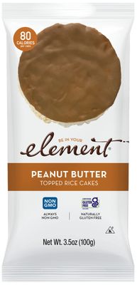 Element Snacks - Peanut Butter Topped Rice Cakes (Pack of 6), All-Natural Rice, Healthy Snacks for Kids or Adults, Non GMO, Certified Gluten-Free and Kosher
