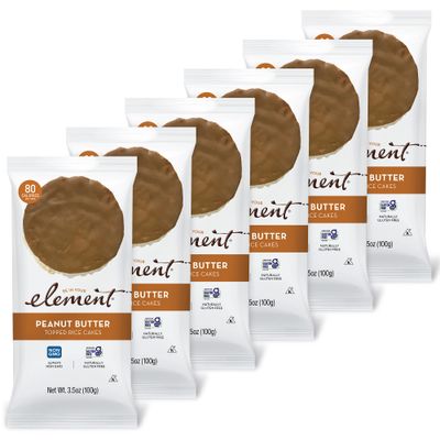 Element Snacks - Peanut Butter Topped Rice Cakes (Pack of 6), All-Natural Rice, Healthy Snacks for Kids or Adults, Non GMO, Certified Gluten-Free and Kosher