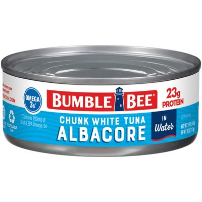 Bumble Bee Chunk White Albacore Tuna in Water, 5 oz Can - Wild Caught Tuna - 23g Protein per Serving, High in Omega-3s - Non-GMO Project Verified, Gluten Free, Kosher