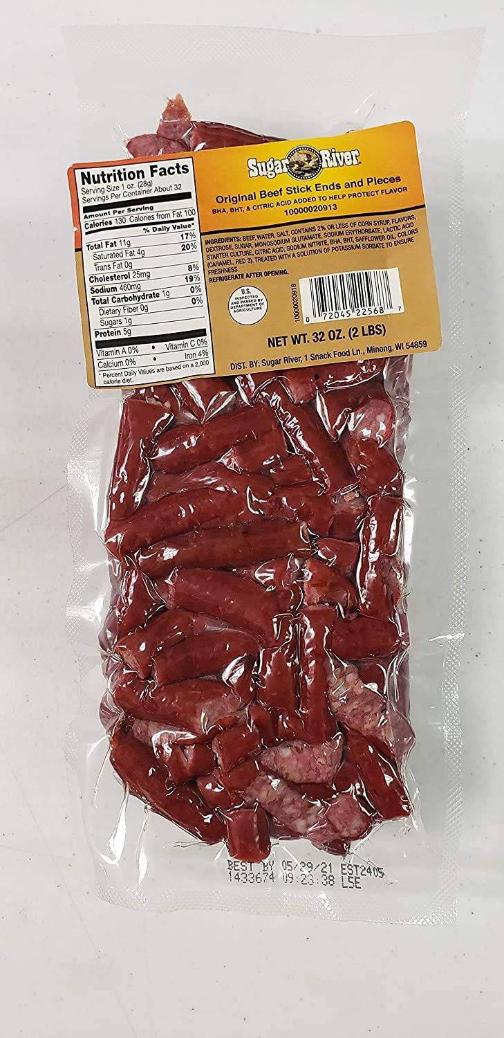 Sugar River Meat Snack Links Ends &amp; Pieces 2 lbs (Original Beef Stick)