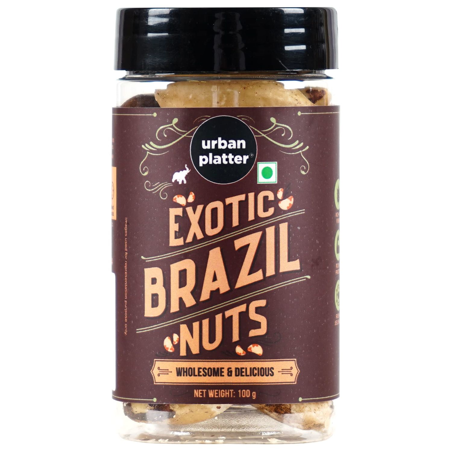 Urban Platter Exotic Raw Brazil Nuts | Natural, Organic, Fresh, Shelled &amp; Unsalted | Crunchy, Delicious &amp; Healthy Party Snack | Ideal for Gift, Dessert or Baking | 3.53 Oz100 g