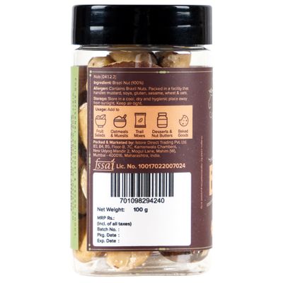 Urban Platter Exotic Raw Brazil Nuts | Natural, Organic, Fresh, Shelled & Unsalted | Crunchy, Delicious & Healthy Party Snack | Ideal for Gift, Dessert or Baking | 3.53 Oz100 g