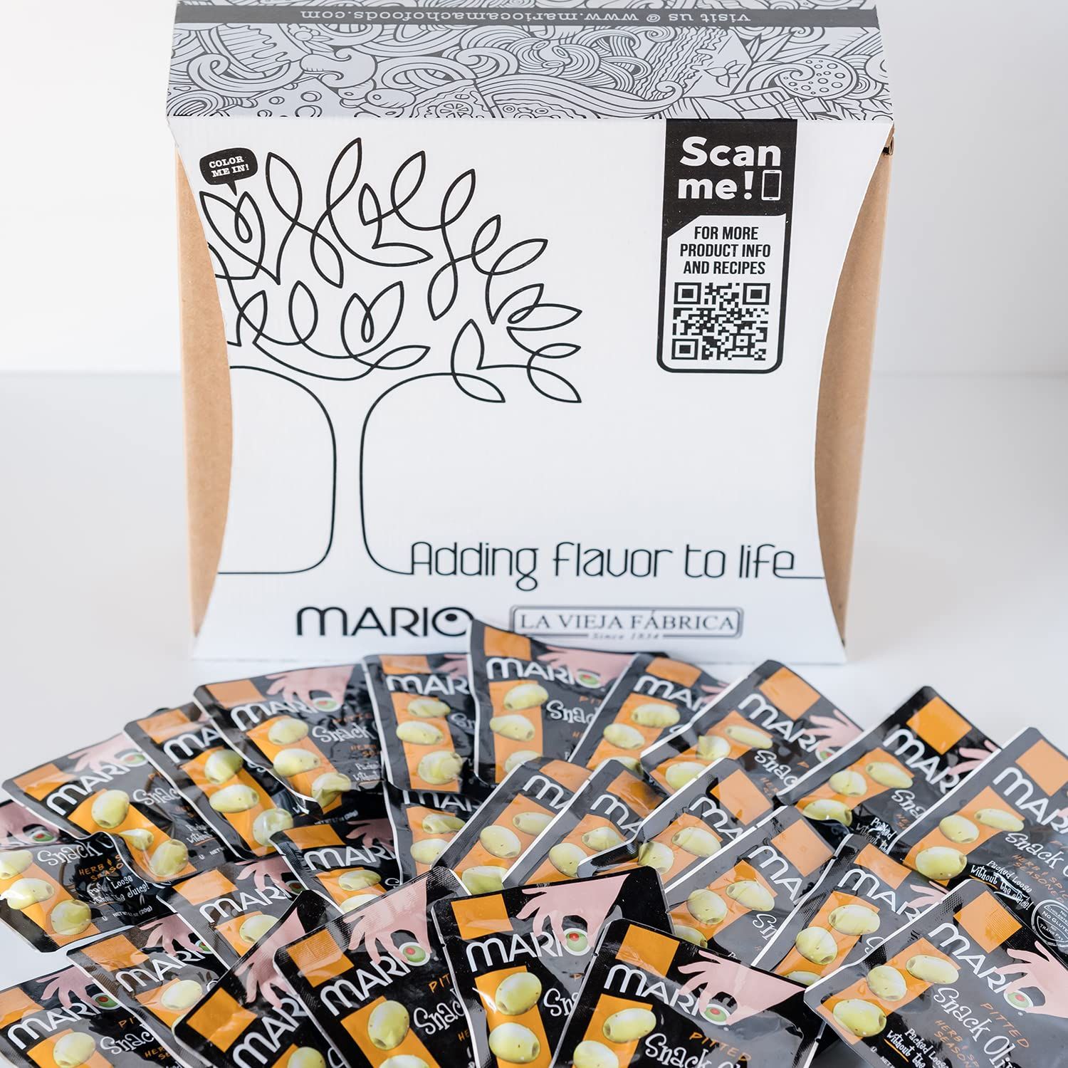 Mario 20g Pitted Snack Olives Gift Box - Herb &amp; Spice - 25 Pouches