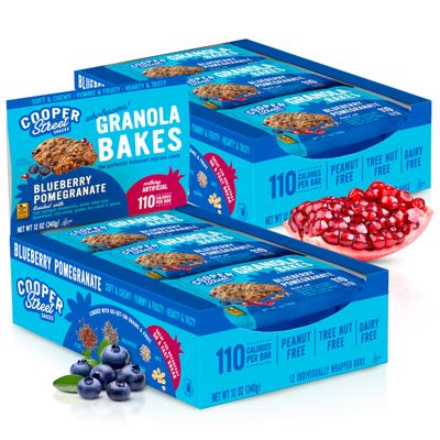 Cooper Street - Chewy Granola Bakes, Blueberry Pomegranate Oatmeal Cookies, Alternative to Granola Bars &amp; Fruit and Vegetable Bars, No Nuts, Dairy, Soy &amp; Artificial Ingredients, 12ct Economy 2 Packs