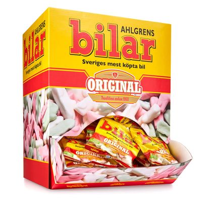 100 Snack Bags x 30g of Ahlgrens Bilar Original - Swedish - Chewy - Marshmallow - Cars - Candies - Sweets