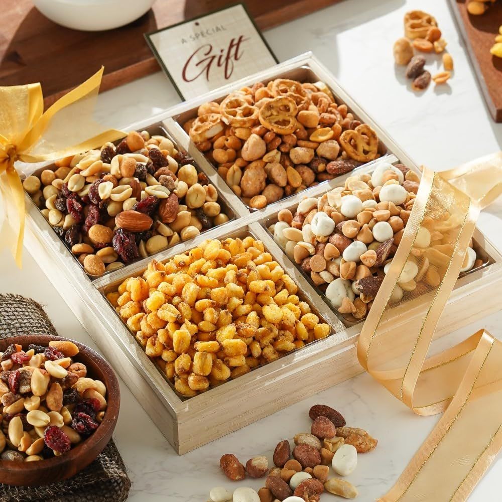 Broadway Basketeers Nuts Gift Basket Gourmet Nut Box Assortment for Men And Women, Healthy Snacking Gift Tray