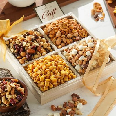 Broadway Basketeers Nuts Gift Basket Gourmet Nut Box Assortment for Men And Women, Healthy Snacking Gift Tray
