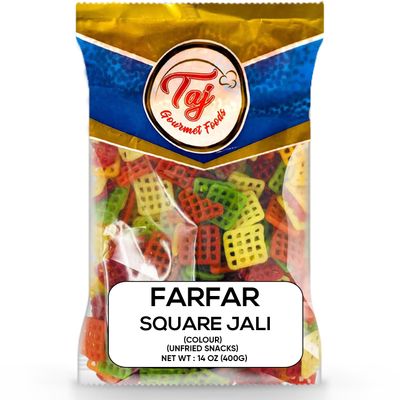 TAJ Square Jali Farfar Fryums (Wheat Pellet Tube), 400g