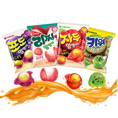 Fruit Peelable Candy - 4D peelable Gummies, 9.46oz Jelly Filled Gummies, Gluten Free Individually Wrapped Korean Snacks, Sweet Crystal Fudge for Party Father&#39;s Day Gifts (4 Bags)