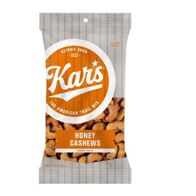 Kars Nuts Honey Cashews, 3 oz Individual Snack Packs - Bulk Pack of 12, Gluten-Free Snack Mix