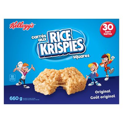 Kellogg&#39;s Rice Krispies Square Bars 660g Jumbo Pack-Original, 30 Cereal Bars Imported from Canada