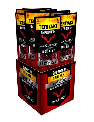 Jack Links Premium Cuts Beef Steak, Teriyaki, Great Snack with 9g of Protein and 9g of Carbs per Serving, Made with Premium Beef, 1 Ounce (Pack of 12)