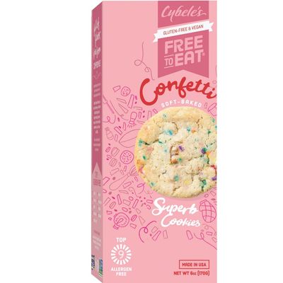 Cybeles Free To Eat Gluten-Free &amp; Vegan Cookies - Plant-Based, Dairy, Soy, &amp; Nut Free - Soft-Baked School Safe Snack For Kids &amp; Adults - 12 Cookies Per 6 oz Box (Confetti, Pack of 1)