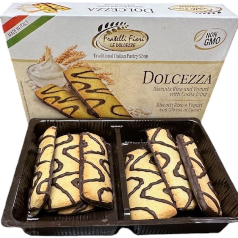 Fratelli Fiori Dolcezza Chocolate Cookies - Authentic Italian Cookies with Creamy Yogurt &amp; Rich Chocolate Glaze - Delicious Healthy Cookies Ideal for Snacking, Tea Time &amp; Light Dessert 140g4.94oz