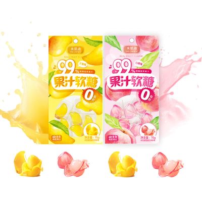 Fruit Peelable Gummies, Mango Peach Jam Peelable Candy, 5.3oz Peeling Sweet Crystal Fudge, 4D Gluten Free Individually Wrapped Korean Snacks for Party Father&#39;s Day Gifts (2 Bags)