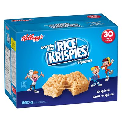 Kellogg's Rice Krispies Square Bars 660g Jumbo Pack-Original, 30 Cereal Bars Imported from Canada