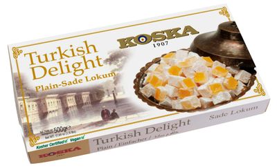Koska Plain Turkish Delight | Plain Lokum 17.64 oz 1.10 Ibs 500 gr Lokum | Vegan, Kosher and Halal Certified | Traditional Giftable Snacks