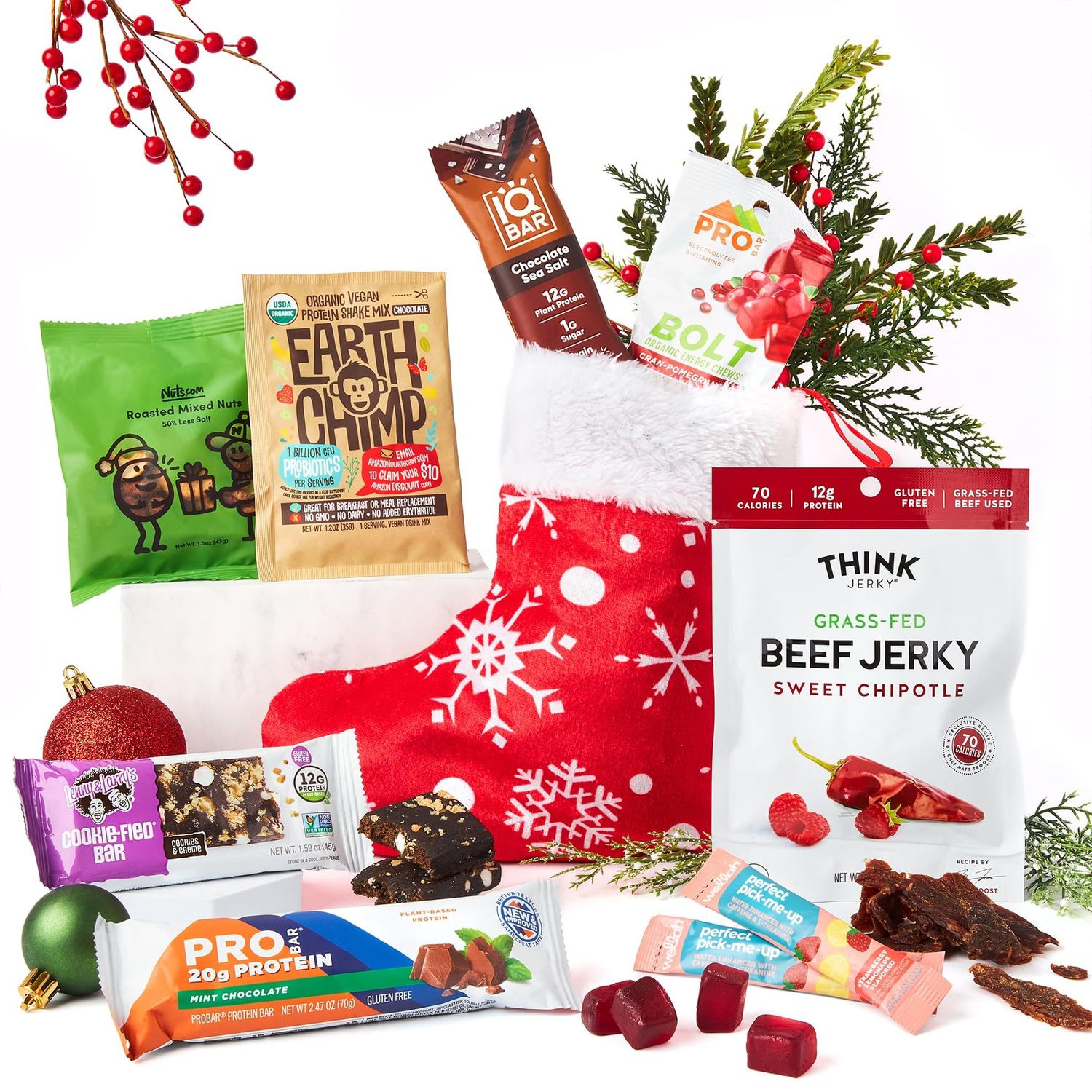 Fitness Prefilled Christmas Stocking: Healthy Christmas Stuffer with High-Protein Options of Snacks and Treats - Ideal for Gym &amp; Workout Food Gifts for Men &amp; Women, Athletes, Fitness &amp; Gym Enthusiasts