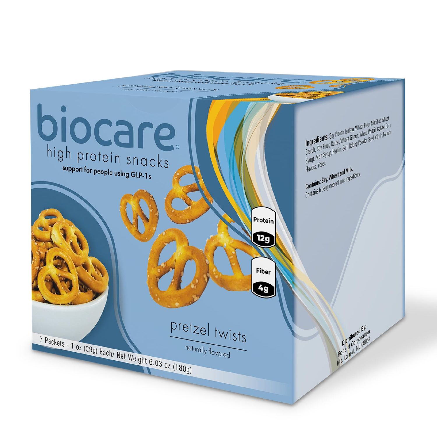 Biocare High Protein Snack, Provides 12g Essential Protein, 4g Dietary Fiber, Pretzel Twists (7 Count)