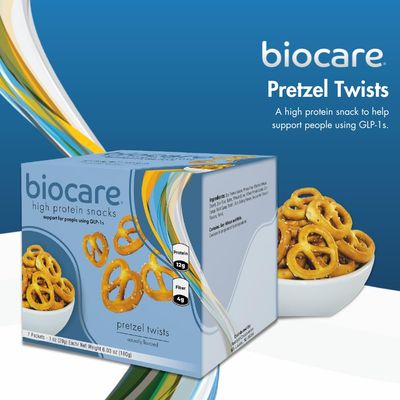 Biocare High Protein Snack, Provides 12g Essential Protein, 4g Dietary Fiber, Pretzel Twists (7 Count)