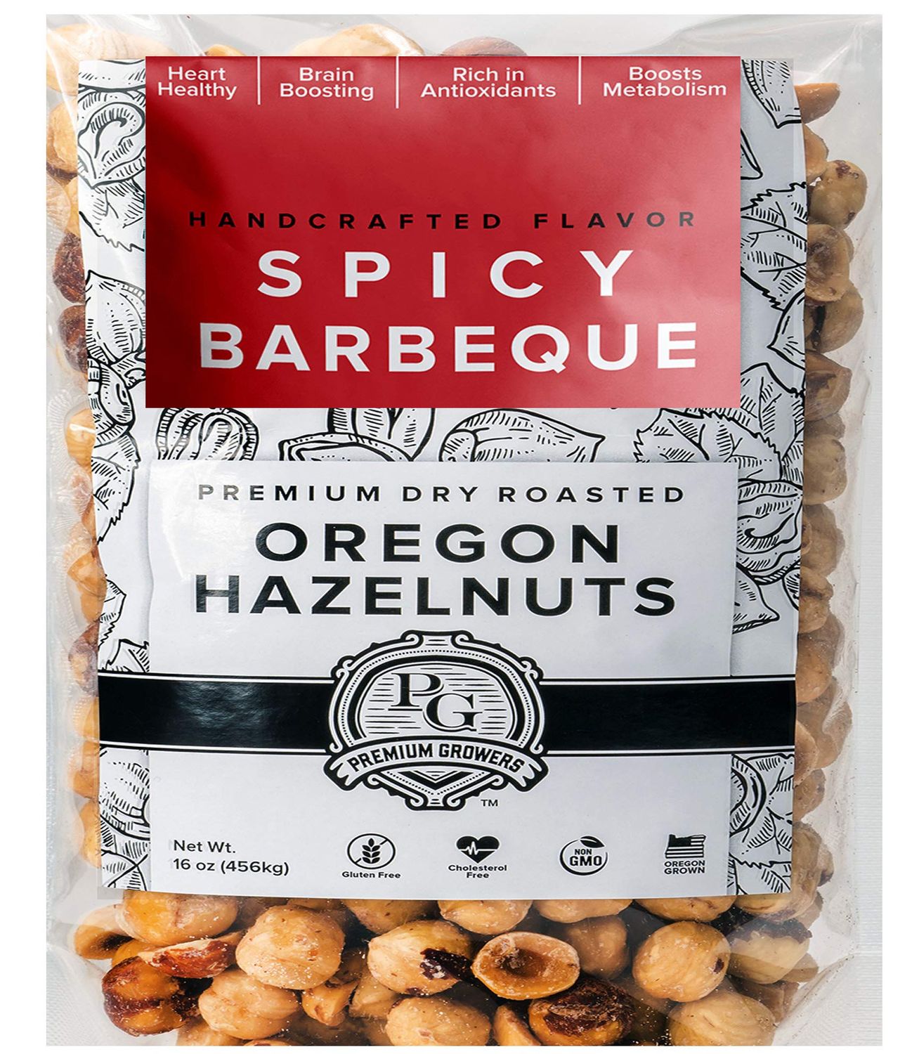 Oregon Farm To Table - Hazelnuts from Premium Growers - Dry Roasted - Spicy BBQBarbeque - Kosher Certified -1 LB