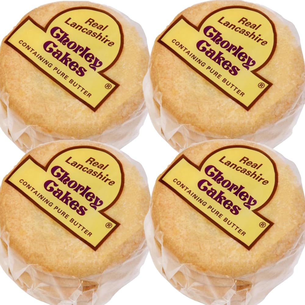 Real Lancashire Chorley Cakes | Traditionally Handmade with Pure Butter &amp; Dried Currants | British Snacks | Fruity &amp; Tasty Cake for Breakfast &amp; After Meal | 9.17 Oz | 4 Cakes (Pack of 4)