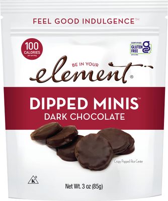 Element Snacks - Dark Chocolate Dipped Minis (Pack of 8) All-Natural Rice, Organic Healthy Snacks for Kids or Adults, Certified Gluten-Free and Kosher