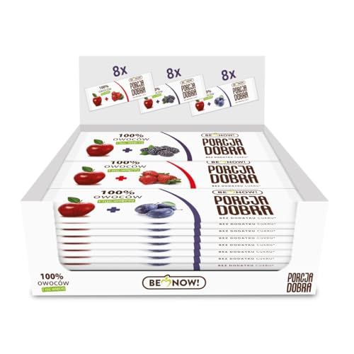 Be Now Healthy Fruit Bars - Apple &amp; Plum, Strawberry, Blackberry (Pack of 24) 100% Fruit Snacks for Kids and Adults - Sugar Free Snacks, Vegan, Non-GMO, Gluten-Free Snacks, Fruit Snacks.