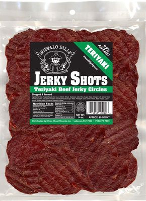Buffalo Bills 14oz Teriyaki Beef Jerky Shots (80 teriyaki beef jerky circles per bag)
