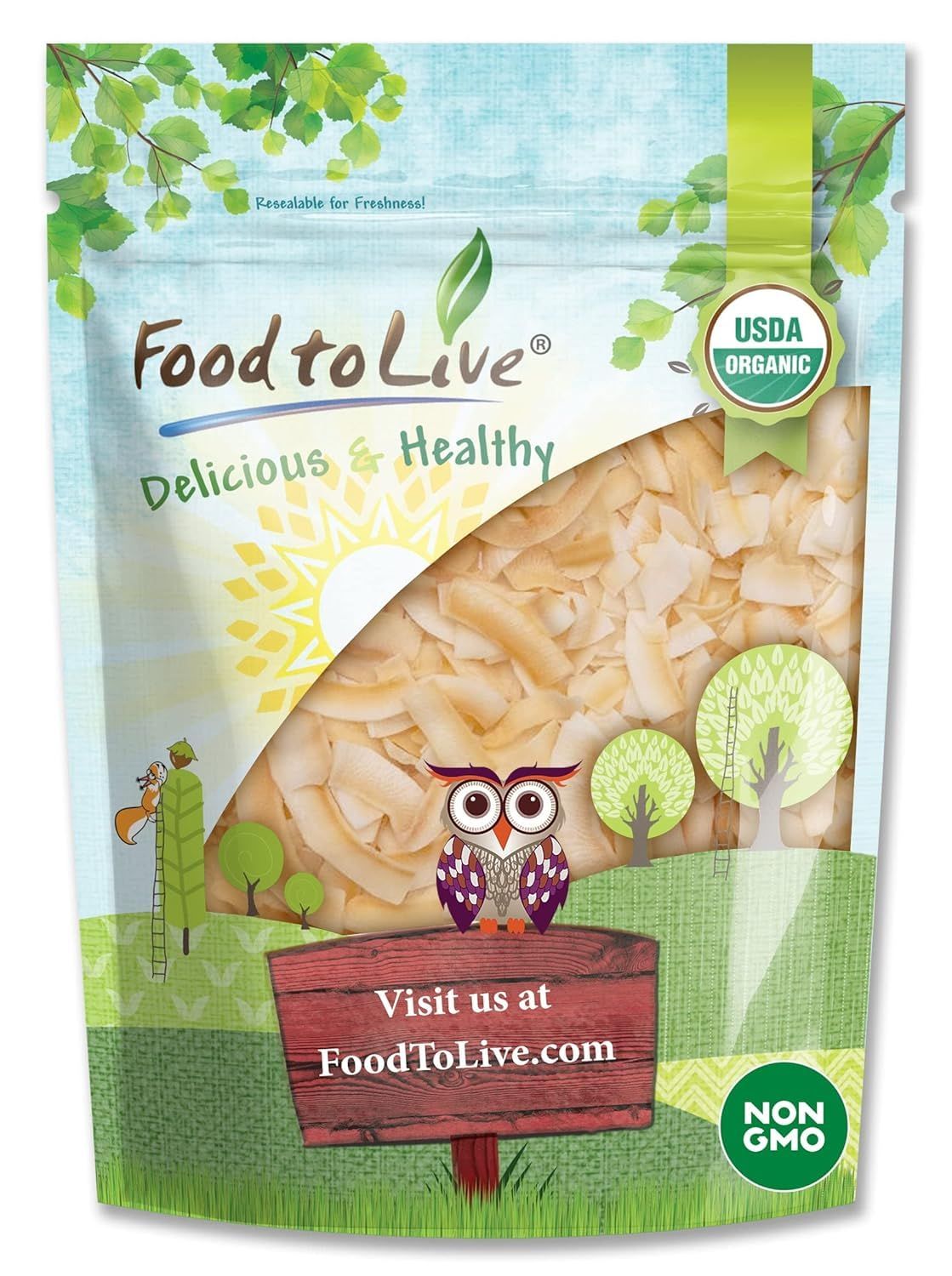 Organic Toasted Coconut Chips, 12 Ounces - Non-GMO, Desiccated Coconut Flakes, Unsweetened, Unsulfured, Vegan, Bulk. High in Fiber. Great Snack. Perfect for Baked Goods, Granola