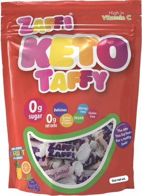 Zollipops KETO Taffy 3oz Resealable Pouch - Sugar-Free, Low-Carb Chewy Delight for Guilt-Free Snacking