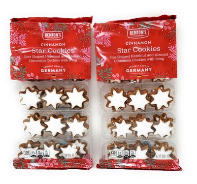 Cinnamon Star Cookies | Star Shaped Hazelnut and Almond Cinnamon Cookies with Icing | Proudly Made in Germany | 6.17oz175g (Pack of 2)