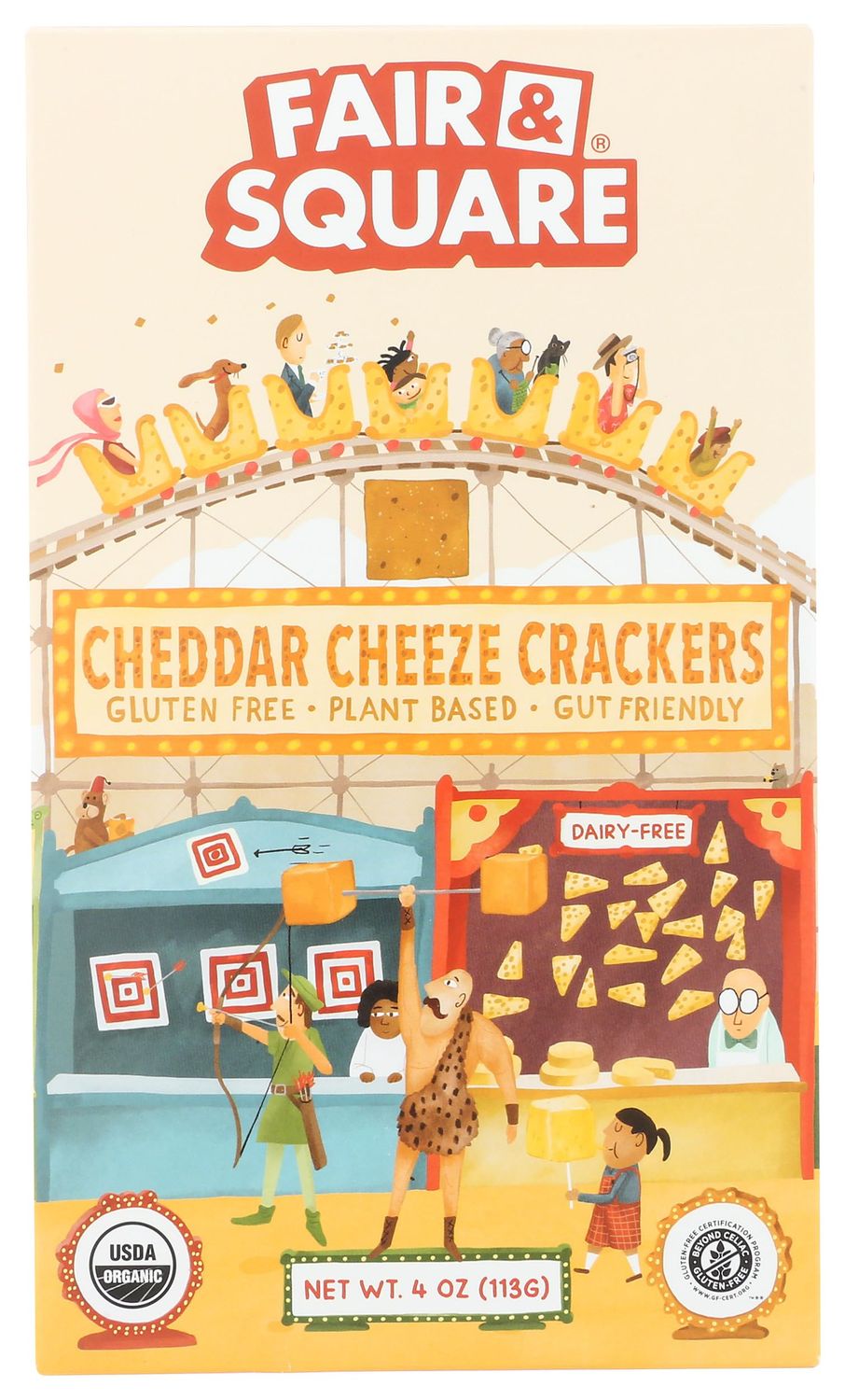 Fair &amp; Square Organic Cheddar Cheeze Crackers, 4 OZ